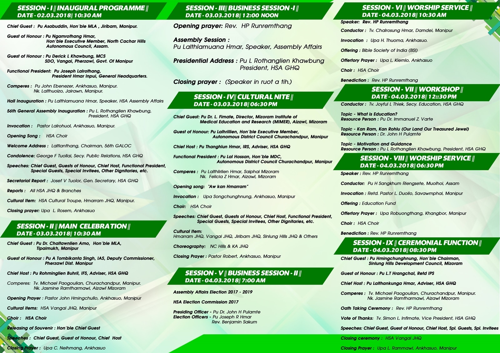 56th HSA General Assembly Programme 2